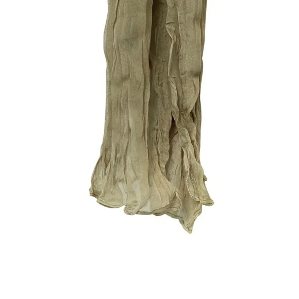Chicos Crinkle‎ Scarf Sheer Ombre Yellow Cream Green OS Wrap Lightweight Spring